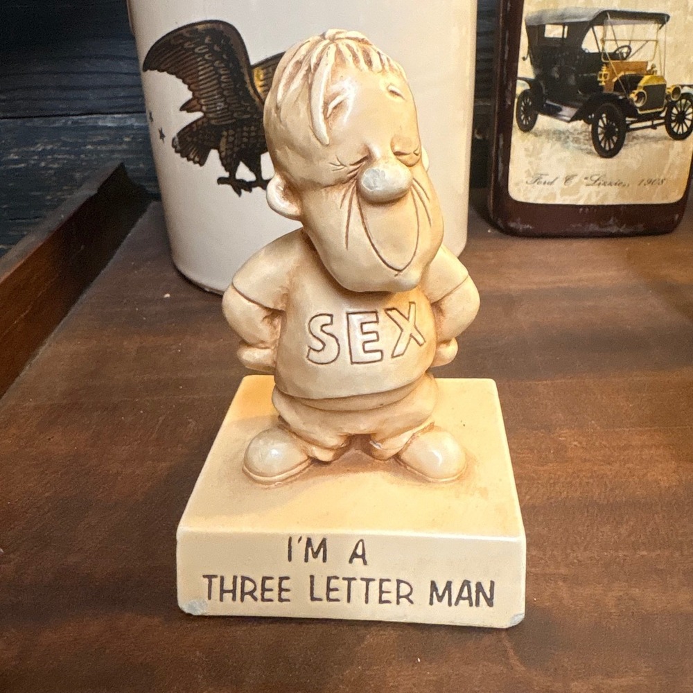 Vintage 1963 Paula Figurine I'm A Three Letter Man Sex Novelty Statue USA Made